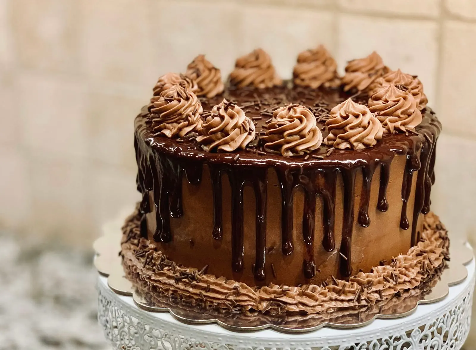 Gâteau au chocolat nappé de ganache